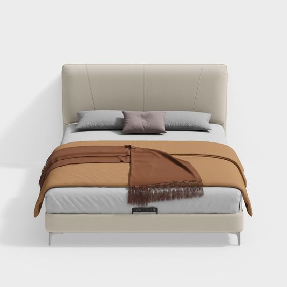 Stylish Low-Poly Bed 3D model for Cozy Bedrooms