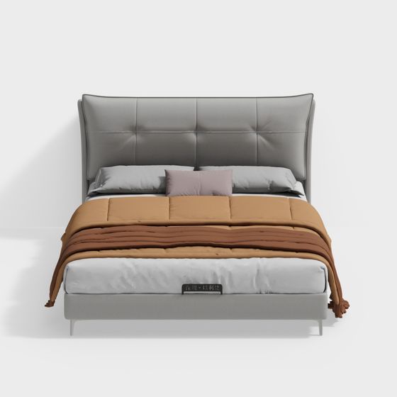 Elegant Low-Poly Bed 3D model for Modern Interiors