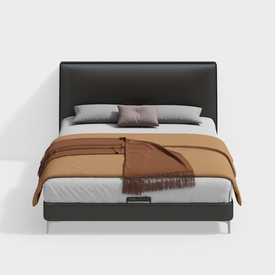 Elegant Minimalist Bed 3D model for Modern Interiors