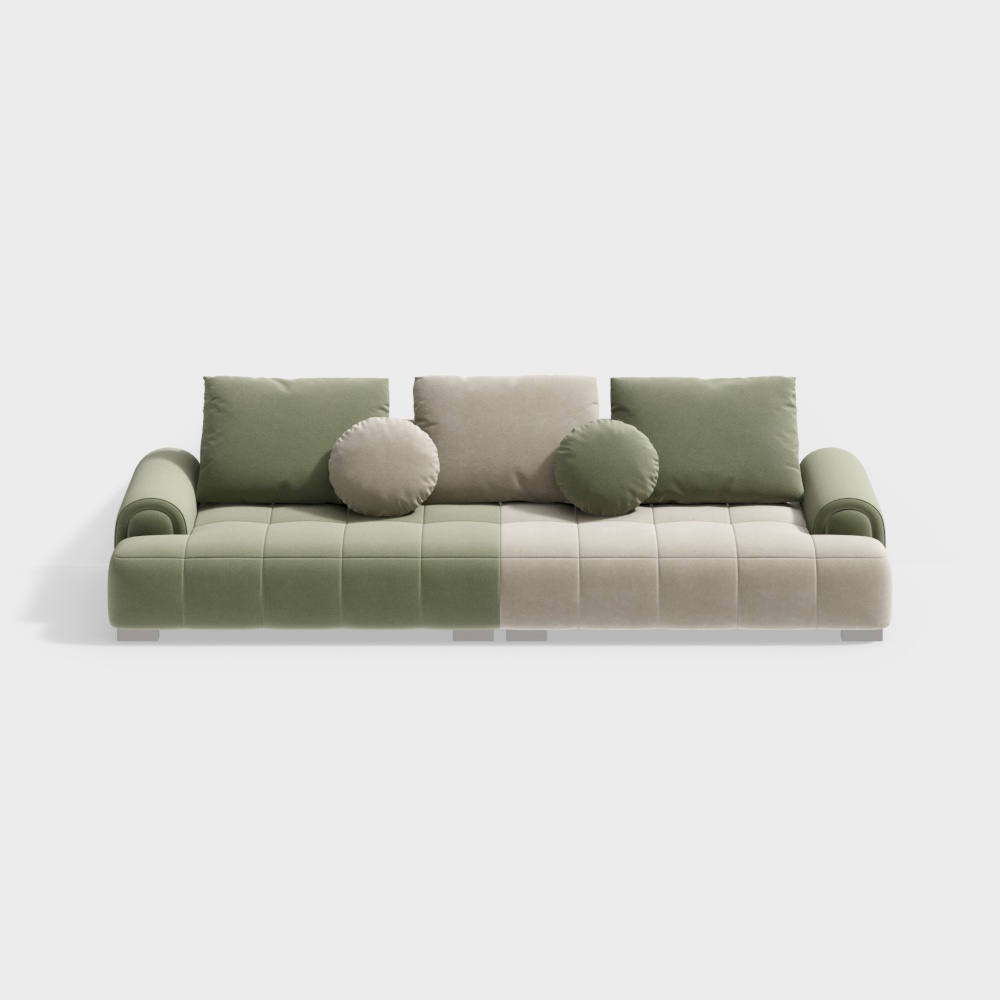Stylish Low-Polygon Sofa 3D Model – Scandinavian Design