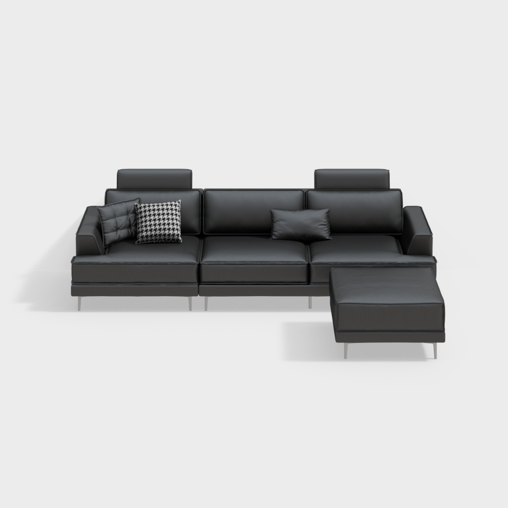 2.7m leather sofa for three + step