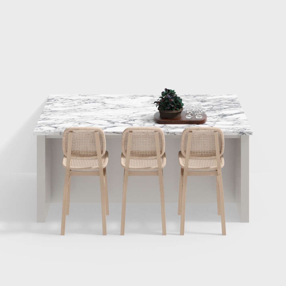 Simple European marble dining table and chair combination