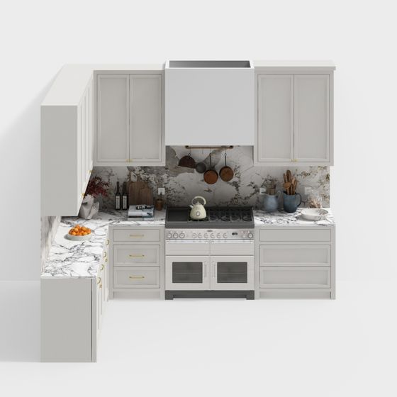 Elegant Low-Poly Kitchen 3D Model Design