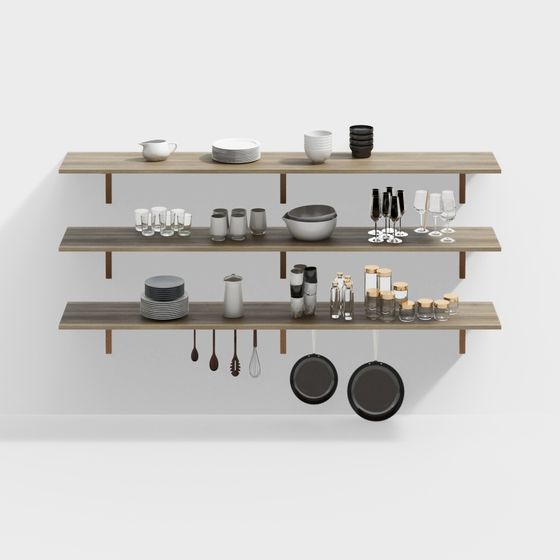 Modern Minimalist Hanging Kitchen Shelf 3D model