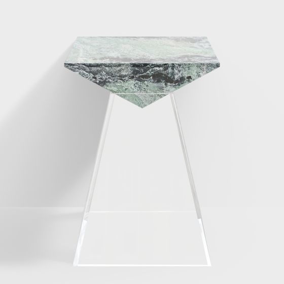 Stylish Marble Glass Side Table 3D model