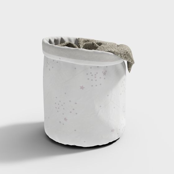 Charming Low-Poly Laundry Basket 3D model for Kids