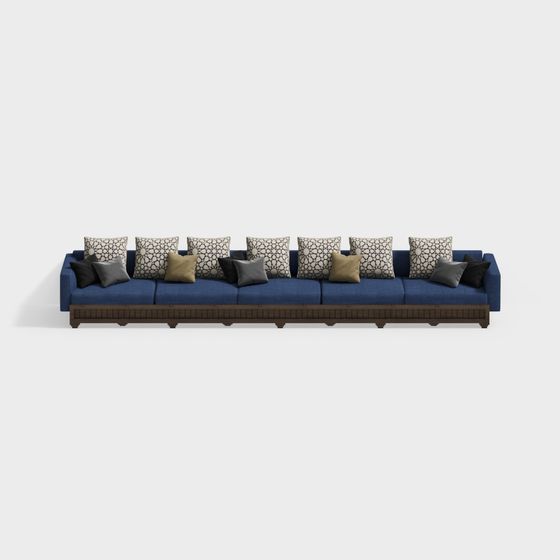 Elegant Blue 3D Sofa Model for Modern Interiors