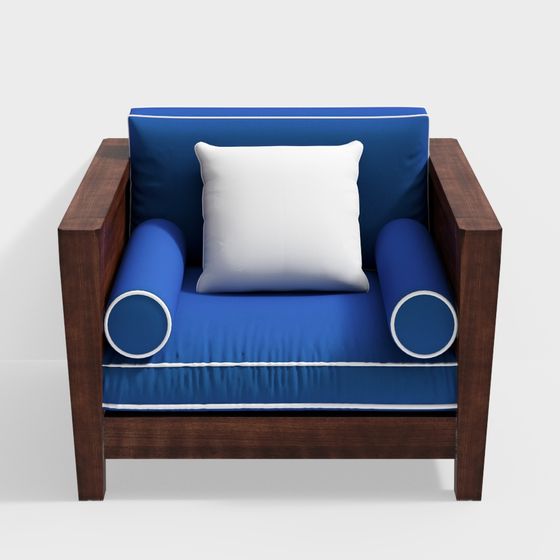 Stylish Low-Poly Blue Chair 3D model