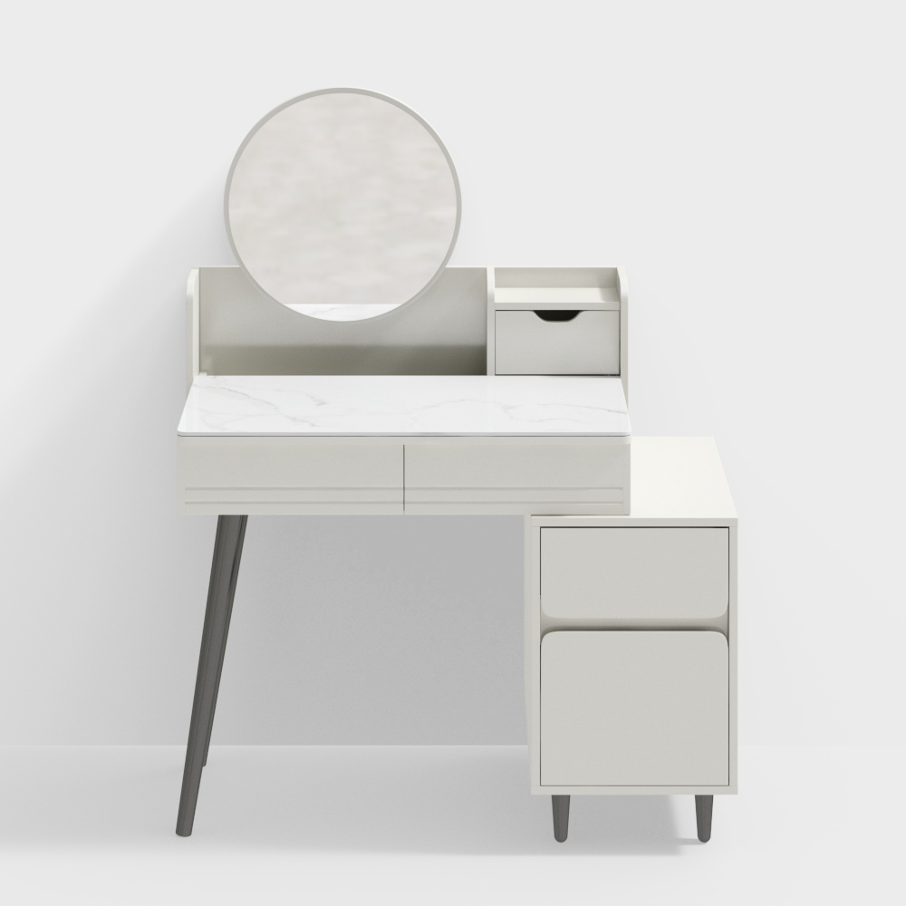 SY1C-A Extendable Vanity Table - White + Grey + Cream White