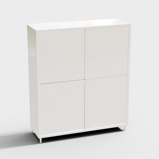 White Low-Poly Storage Cabinet 3D model