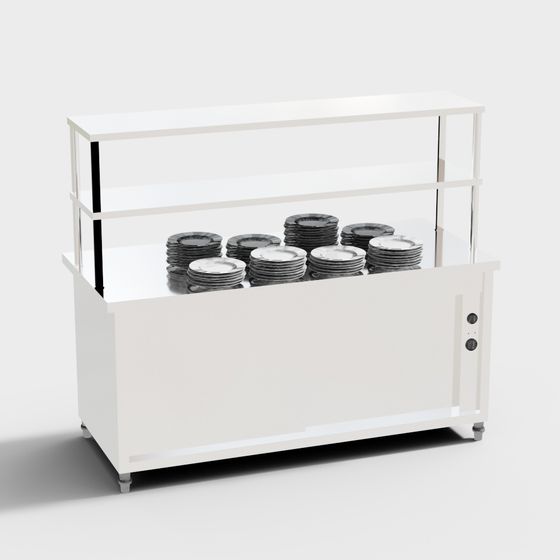 Minimalist Plate Display Cabinet 3D model