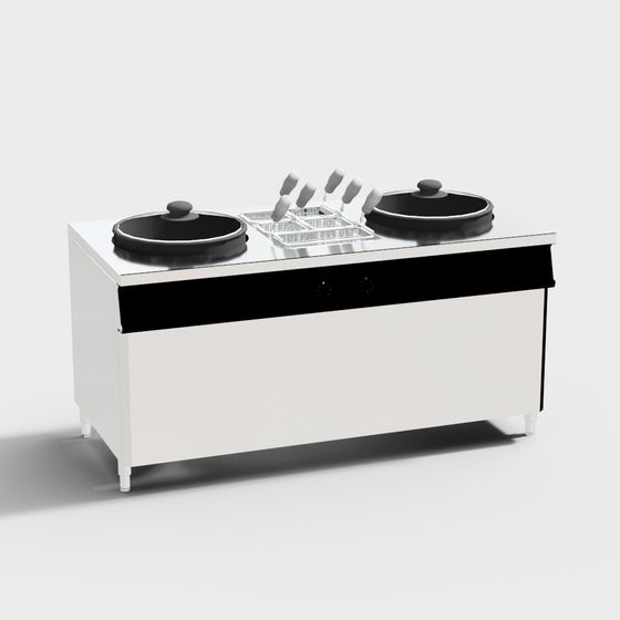 Sleek Double Stove 3D Model for Modern Kitchens