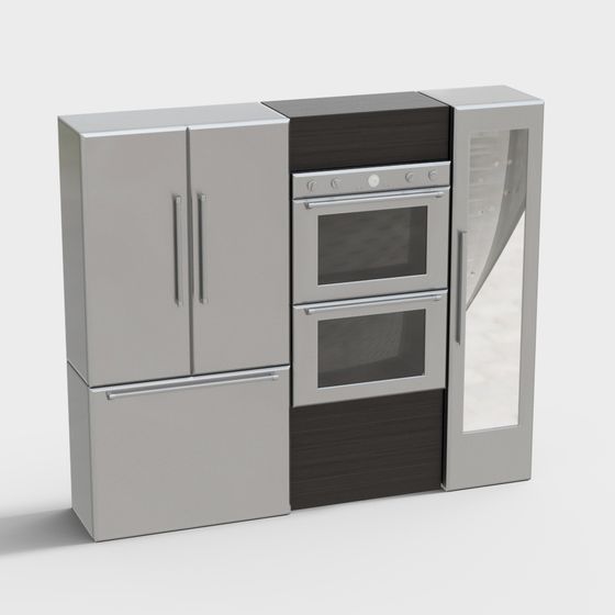 Stylish Low-Poly Kitchen Appliance Set 3D model