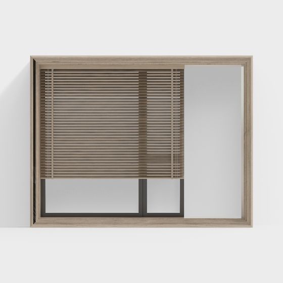 Minimalist Wooden Louvered Window 3D model