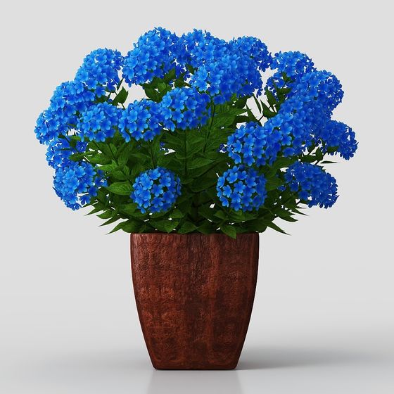 Blue Hydrangea Bouquet Low-Poly 3D model