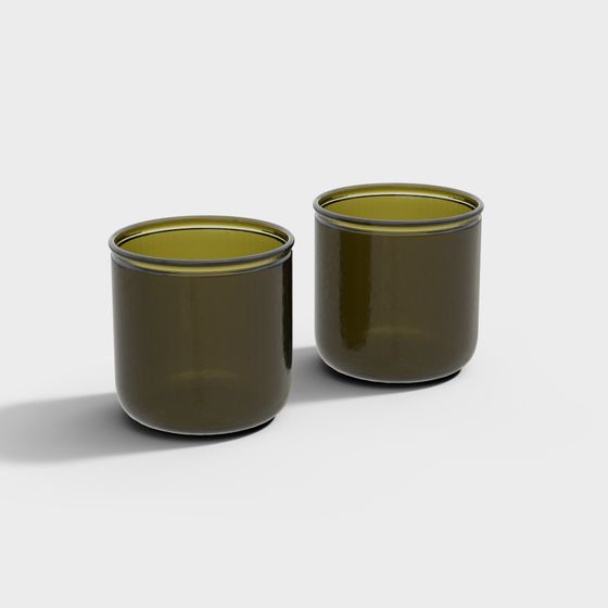 Stylish Glass Cup Pair 3D model