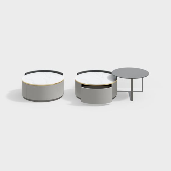 Elegant Round Coffee Table Set 3D model