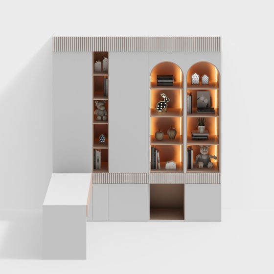 Warm Bookshelf 3D model