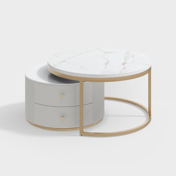 Round Storage Coffee Table 3D model