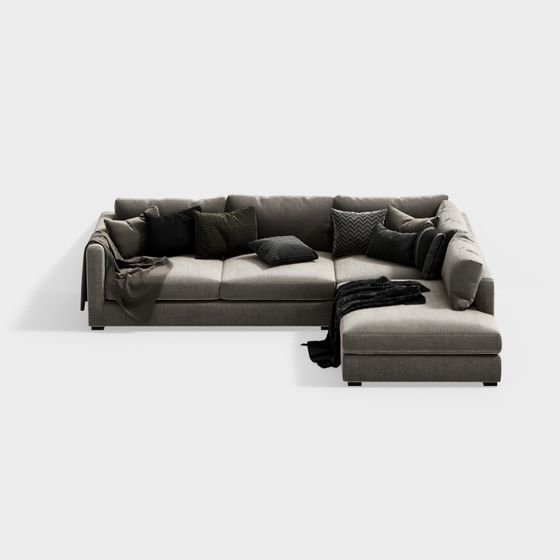 Contemporary Gray Sofa 3D model