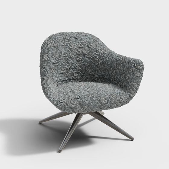Contemporary Gray Wool Armchair 3D model