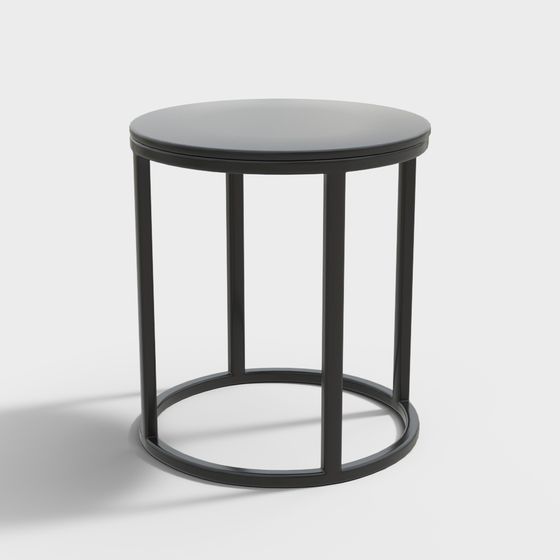 Cylindrical Metal Side Table 3D model
