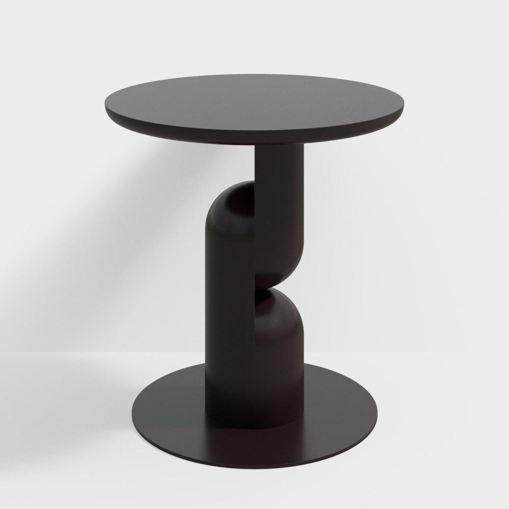 Sleek Round Table 3D Model – Low-Poly Black Design