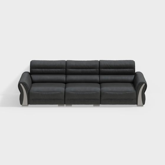Elegant Low-Polygon Leather Sofa 3D model