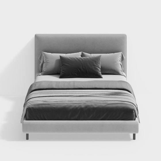 Stylish Low-Polygon Bed 3D model