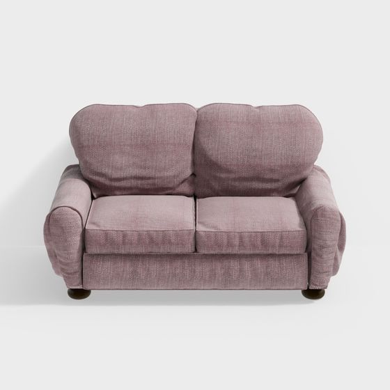 Chic Low-Poly Pink Sofa 3D model