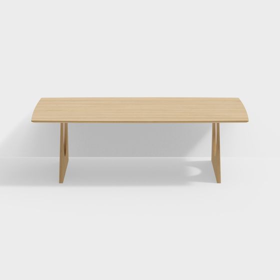 Streamlined Wooden Table 3D model