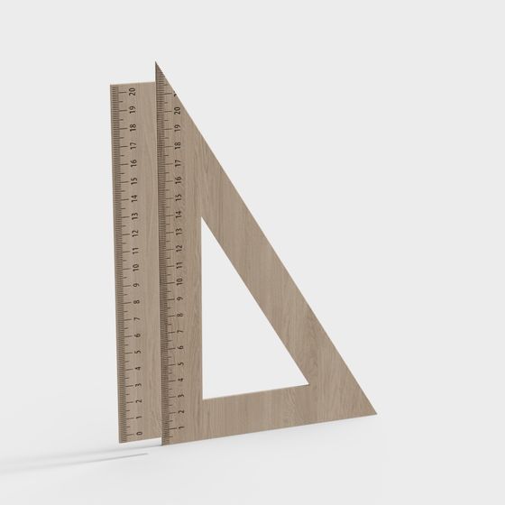 High Detail Low-Poly Triangle Ruler 3D model