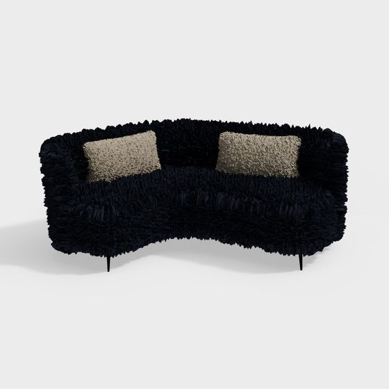 Futuristic Plush Black Sofa 3D model