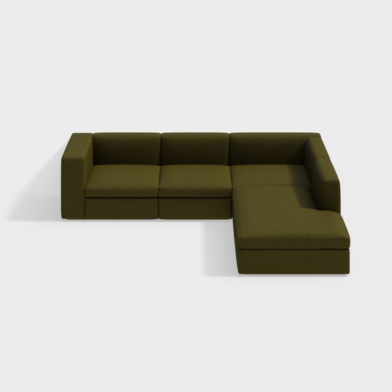 Stylish Low-Polygon Sofa 3D model for Modern Spaces