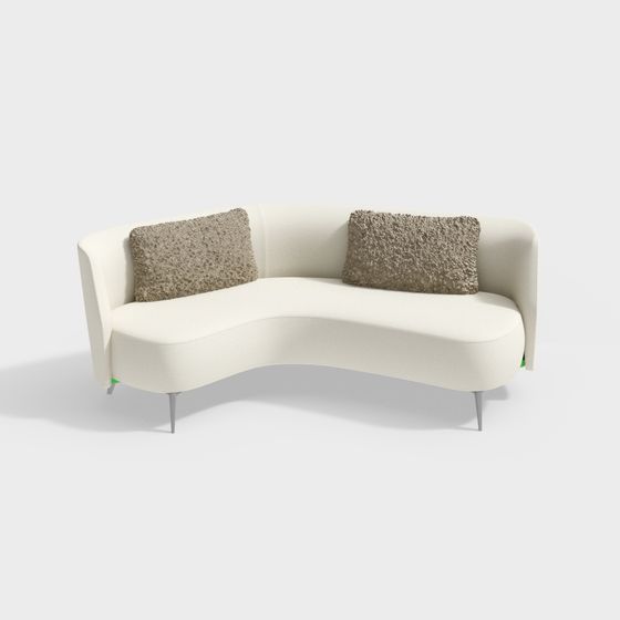 Elegant Curved Sofa 3D model for Modern Interiors