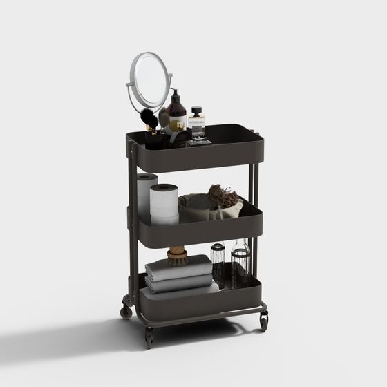 Stylish Bathroom Cart 3D model for Modern Interiors