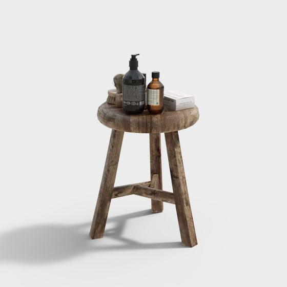 Elegant Vintage Wooden Bench 3D model