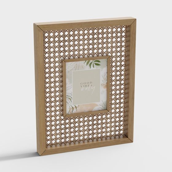 Stylish Wooden Hollow Frame 3D model