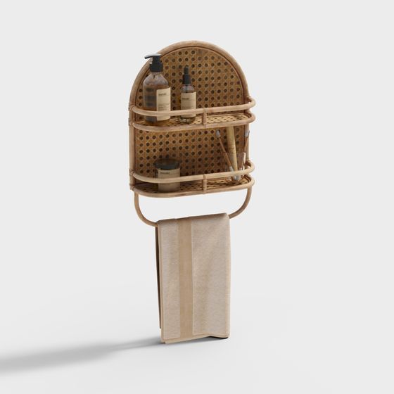 Rattan Bathroom Shelf 3D model