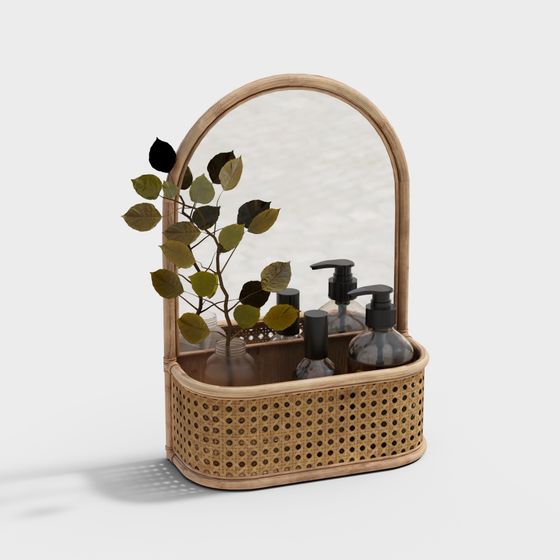 Bamboo Woven Storage Basket 3D model