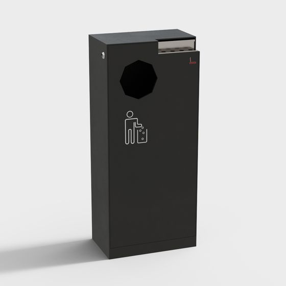 Stylish Low-Poly Urban Trash Can 3D model