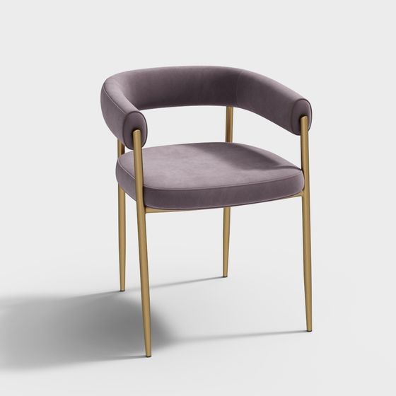 Elegant Purple Velvet Chair 3D Model