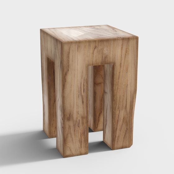Stylish Wooden Stool 3D model for Creative Spaces
