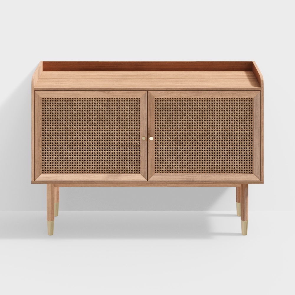 Mid-Century Modern Sideboard 3D Model – Wooden Texture