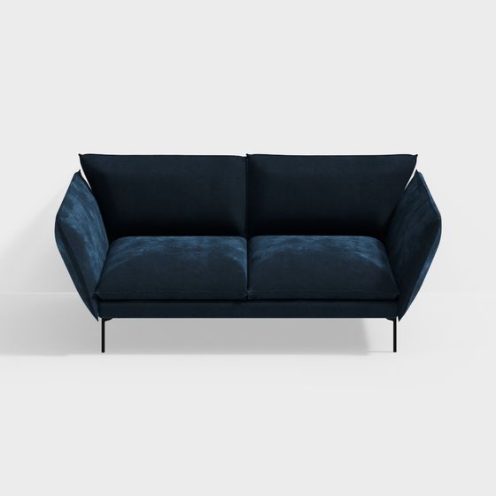 Elegant Navy Blue Sofa 3D model for Modern Interiors