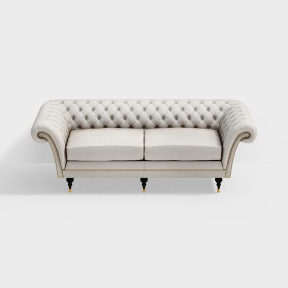Classic British Sofa 3D Model for Stylish Interiors