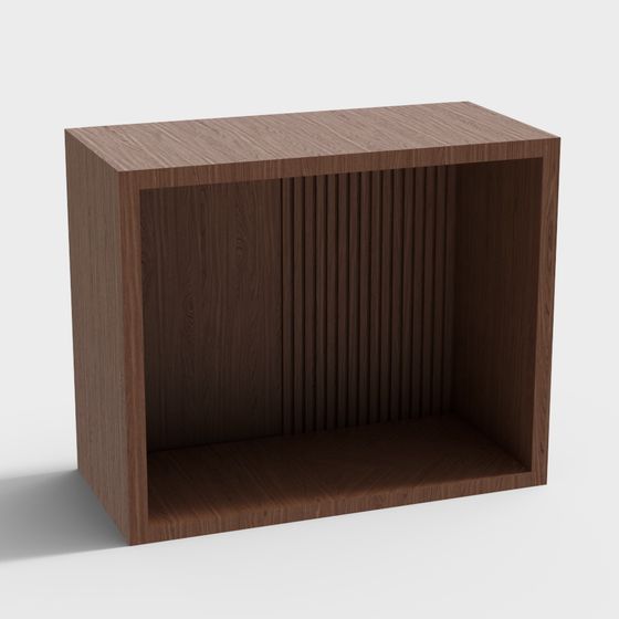 Stylish Low-Poly Wooden Bookshelf 3D model