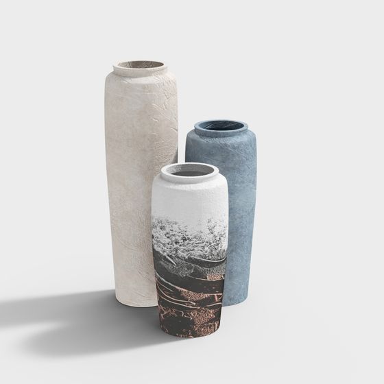 Textured Vase Set 3D model