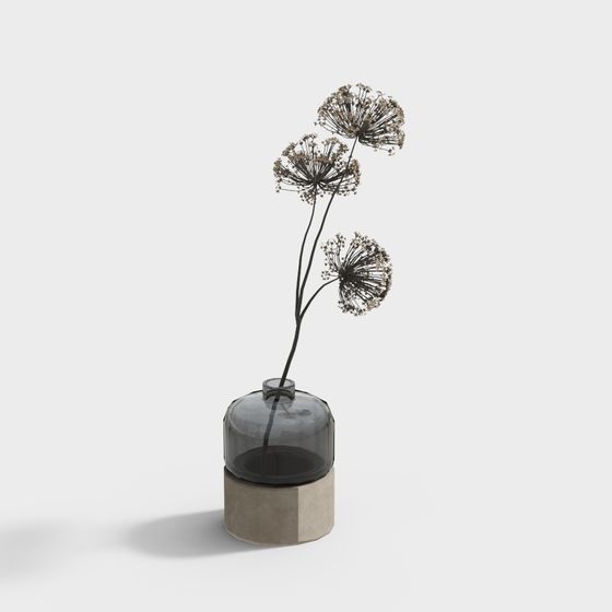 Stylish Dried Flower Vase 3D model for Creative Projects