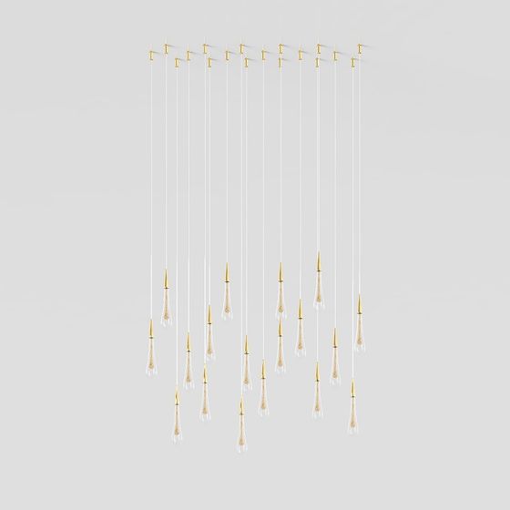Elegant Hanging Raindrop Chandelier 3D model